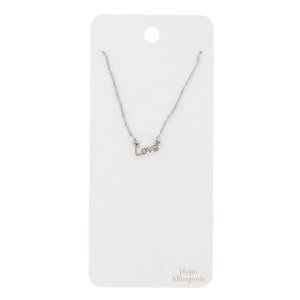 Love Script Pendant Necklace - Silver